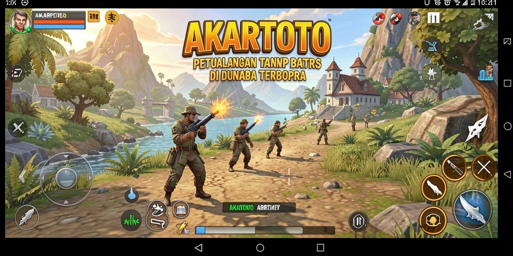 Screenshot gameplay AKARTOTO menampilkan petualangan menarik di dunia terbuka.