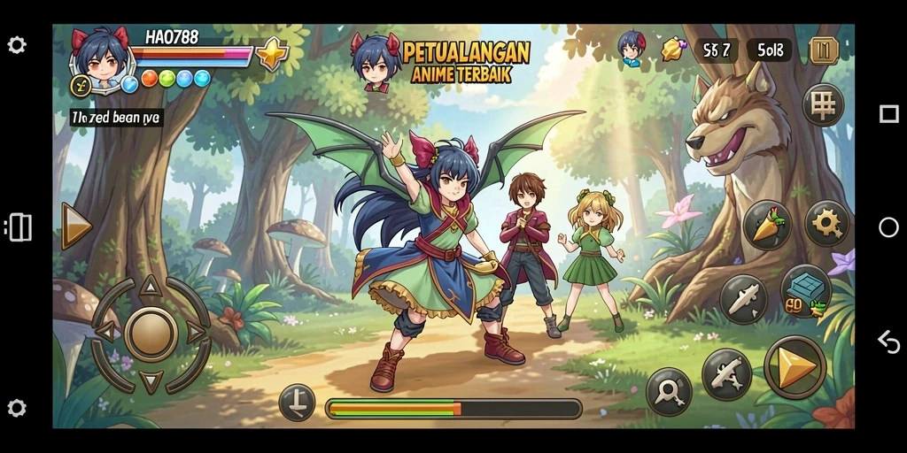 Screenshot HAO788 menampilkan karakter anime dalam pertempuran yang seru.
