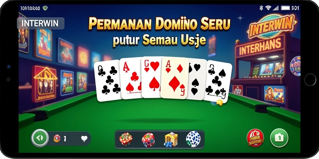 Screenshot INTERWIN menampilkan gameplay domino yang seru dan menarik.