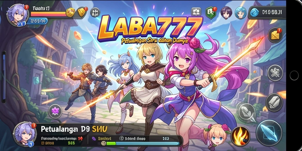 Tampilan gameplay seru di LABA777 dengan karakter anime ikonik.