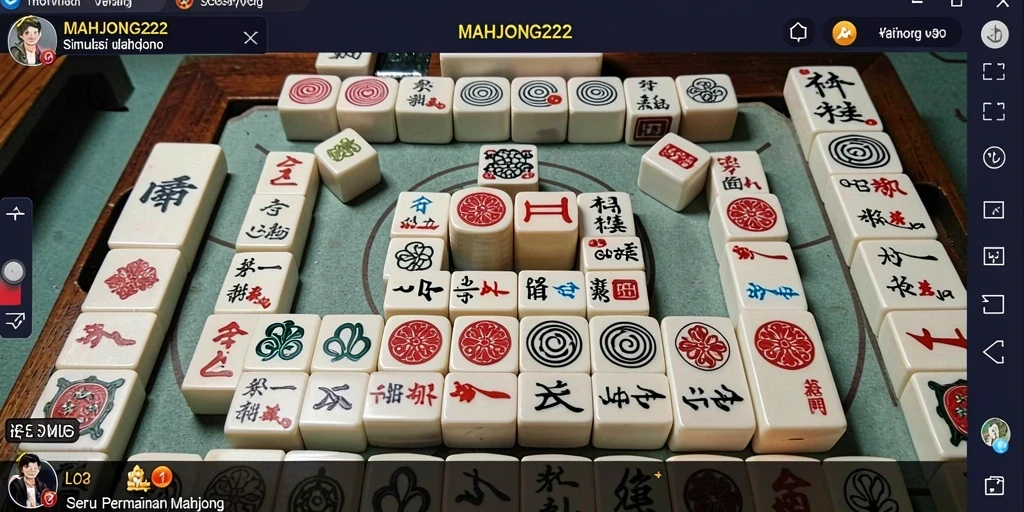Tampilan gameplay seru MAHJONG222 dengan ubin Mahjong yang berwarna-warni.