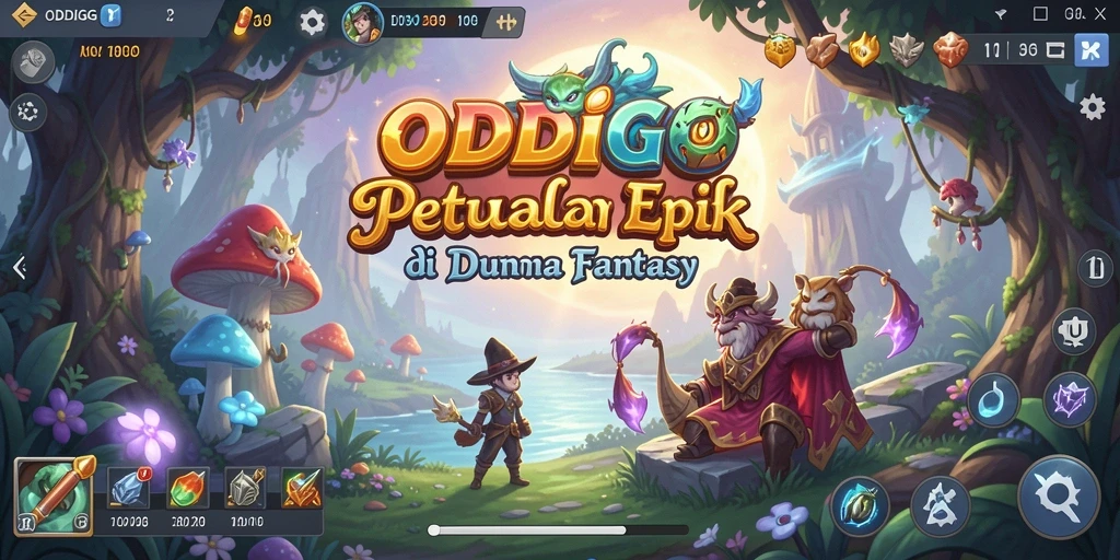 Screenshot gameplay ODDIGO menampilkan pertarungan epik di dunia fantasi.