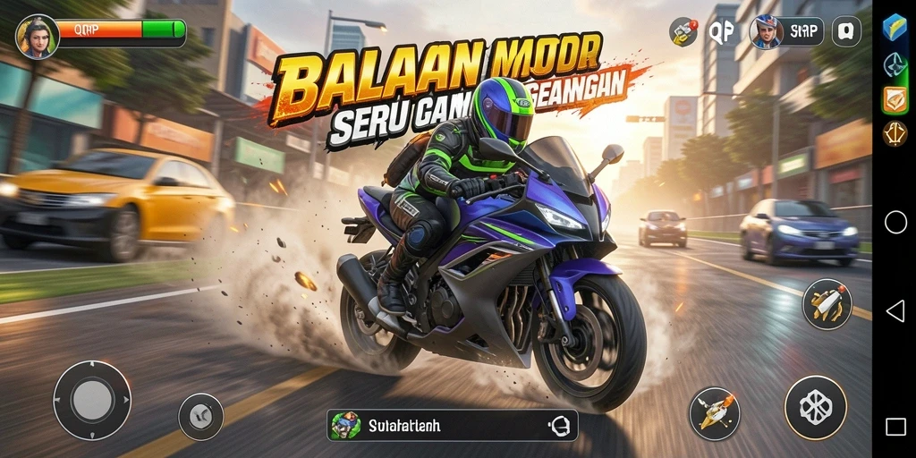 Tampilan gameplay menarik dalam balapan motor yang penuh adrenalin.